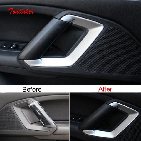 Tonlinker Interior Car Door Handle Position Cover sticker for Peugeot 308 T9 2014-19 Car Styling 2 PCS ABS Carbon Cover sticker ► Photo 1/6