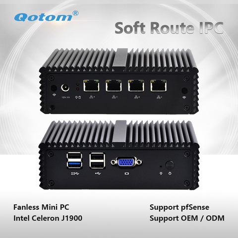 Qotom Mini PC Q190G4N Quad Core Fanless Mini Computer 4 Ethernet LAN as a Router Firewall Home Theater Desktop ► Photo 1/6