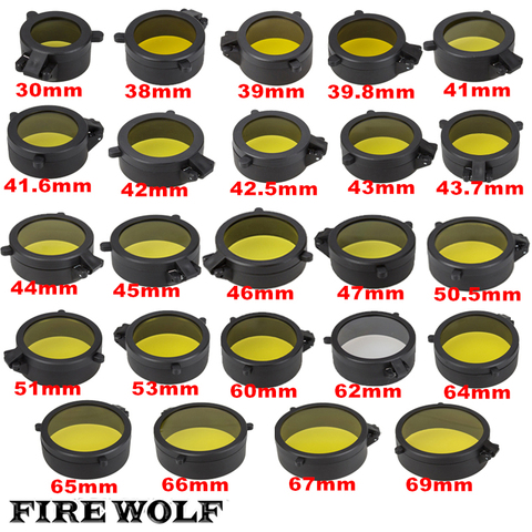 FIRE WOLF Rifle Scope Lens Cover Internal Diameter Transparent Yellow Glass Hunting Shooting 24 Sizes ► Photo 1/6