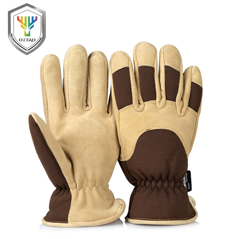 OZERO Work Gloves With Deerskin Suede Leather Shell and Thermal Fleece Lining Inserted Warm in Cold Weather Work For Men 8015 ► Photo 1/1