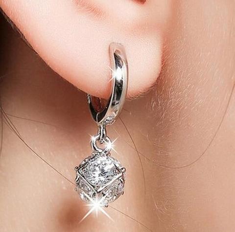 925 Sterling-silver-jewelry Crystal Ball AAA CZ Z Stud Earrings For Women Earings Sterling Silver Jewelry VES6085 ► Photo 1/6
