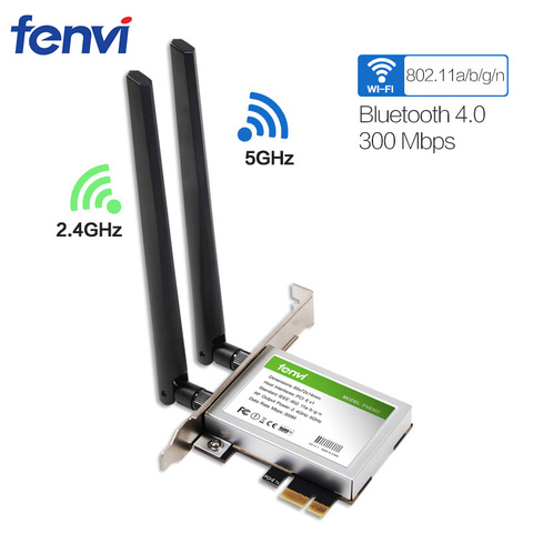 600Mbps Dual band Wireless Wifi Adapter Desktop WLan WiFi Bluetooth BT 4.0 802.11 a/b/g/n PCI-Express 1X/8X/16X Card ► Photo 1/6
