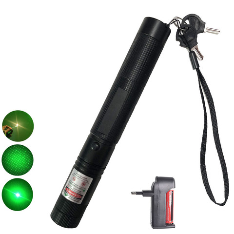 Powerful 10000m 532nm Green Laser Sight laser pointer Powerful Adjustable Focus Lazer with laser pen Head Burning Match ► Photo 1/6
