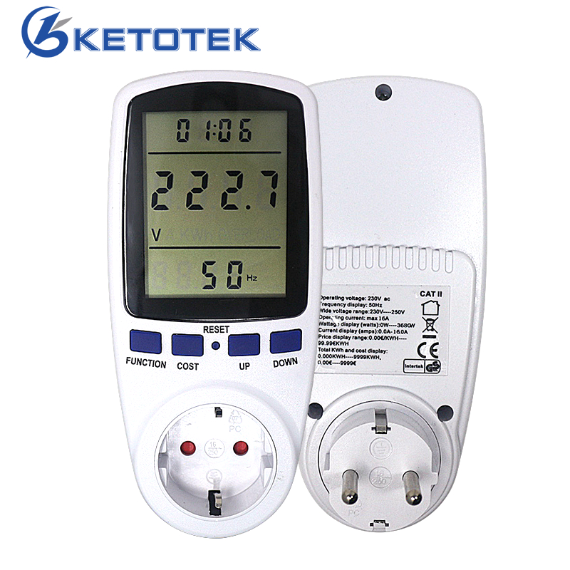 LCD Digital Power Meter Measuring Outlet Socket Watt Voltage Current Analyzer 