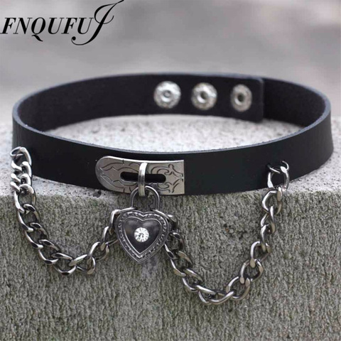 PU leather choker heart accessories 2017 Cool vintage necklace women Handmade Choker Necklace Goth Jewelry Gift ► Photo 1/6