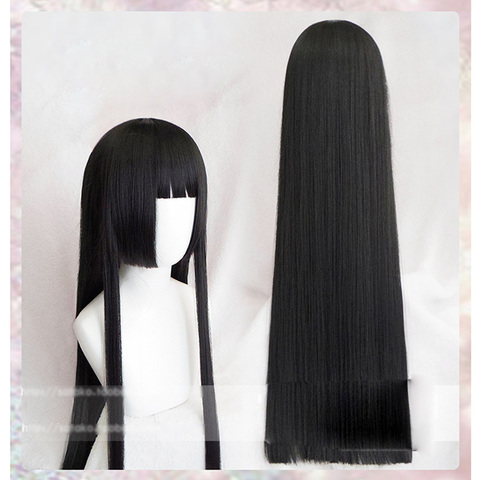 100cm Kakegurui Yumeko Jabami Cosplay Wigs Black Straight Heat Resistant Synthetic Hair Perucas Cosplay Wig ► Photo 1/3