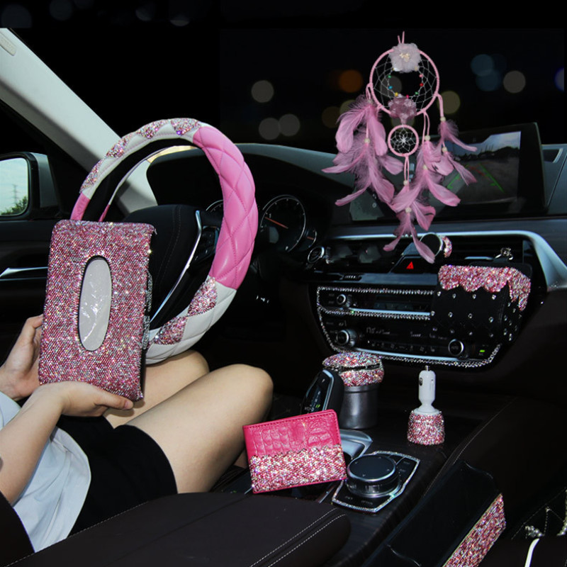 Car Accessories for Girls USB Charger Tissue Box Holder Ashtray Pink  Diamonds Woman Auto Styling Kit Interior Parts - Price history & Review, AliExpress Seller - LADYCRYSTAL Car Decor Store