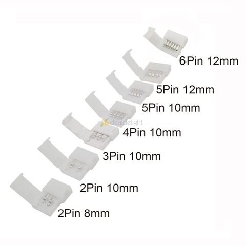 LED Strip Connectors 2pin 8mm / 2pin 10mm / 4pin 10mm / 5pin 10mm / 5pin 12mm / 6pin 12mm Free Welding Connector 5pcs/lot. ► Photo 1/1