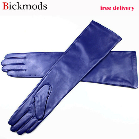 Long leather gloves female color sheepskin gloves thin section over elbow long velvet lining winter warm arm set free shipping ► Photo 1/1
