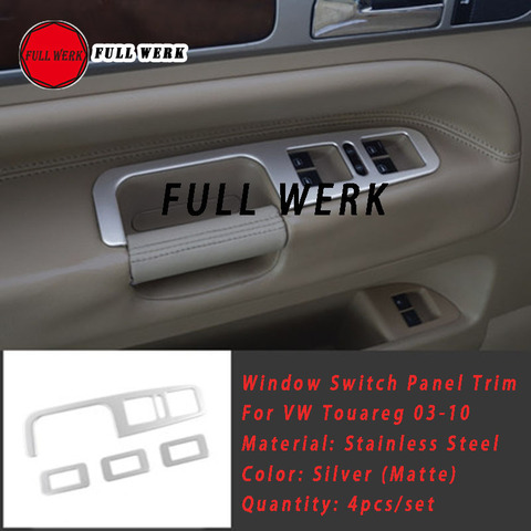 4pcs/set SS Car Window Switch Panel Trim for Volkswagen Touareg 2003-2010 Interior Decoration Cover Sticker Frame Accessories ► Photo 1/3