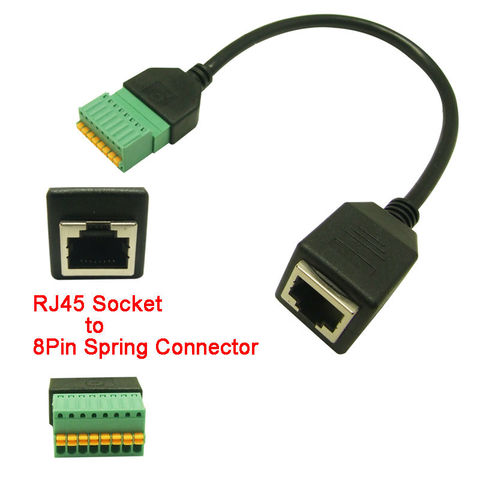 1pcs RJ45 female cable RJ45 8p8c plug to 8 pin terminal  RJ45 to terminal block adapter RJ45 Female to spring connector ► Photo 1/6