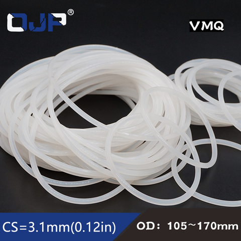 White Silicon Ring Silicone O ring 3.1mm Thickness OD 105/110/120/130/135/140/150/170mm Rubber O-Ring Seal Gasket ORing Washer ► Photo 1/6