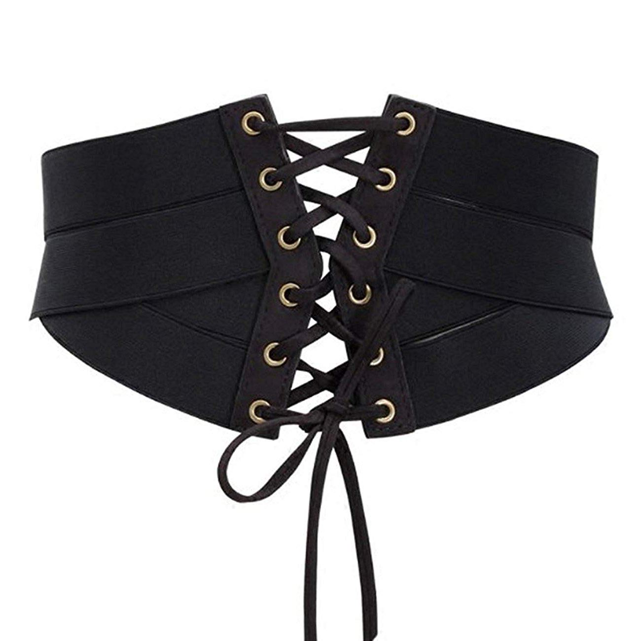 Elastic Lady Faux Fashion Band Leather Women Belt Waistband Stretch Corset 