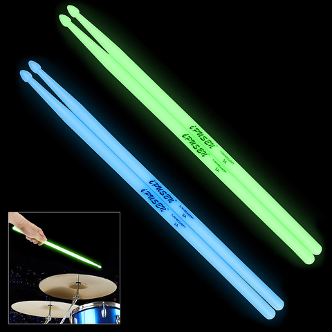 High Quality Portable Noctilucent 5A Drum Stick Glow in the Dark Stage Performance Luminous Drumsticks 2 Colors Optional ► Photo 1/6