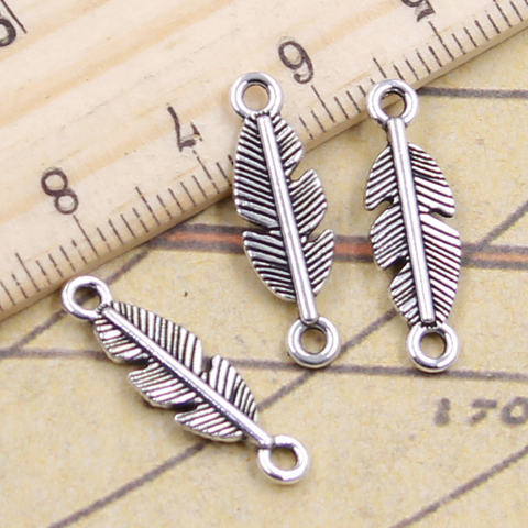30pcs Charms Feather Leaf Link Connection  22x7mm Tibetan Bronze Silver Color Pendants Antique Jewelry Making DIY Handmade Craft ► Photo 1/2