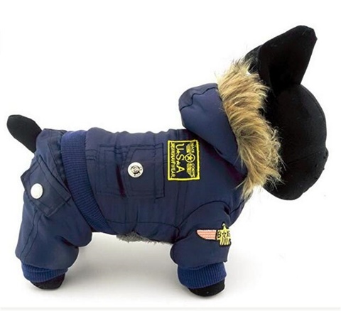 Hooded Jumpsuit Waterproof Small Dog Apparel Airman Fleece Winter Coat Snowsuit Outdoor Dog Cat Parka Jacket Cloth Drop Shipping ► Photo 1/6