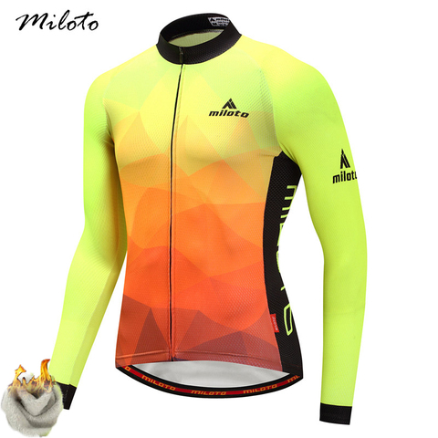 Miloto Winter Fleece Long Sleeve Cycling Jersey 2022 Pro Team Mens Racing Sport Bicycle Cycling Clothing Thermal MTB Bike Jersey ► Photo 1/6