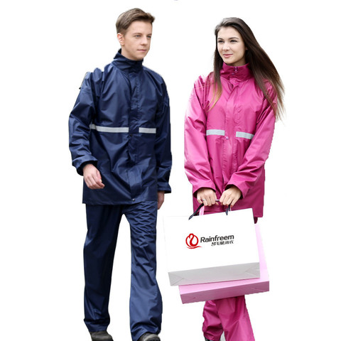 Outdoor double layer reflective strip men women raincoat coat pants suit sports riding fishing camping climbing rain gear poncho ► Photo 1/1