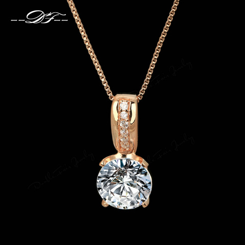 CZ Stone Necklaces & Pendants HotSale Rose Gold Color Fashion Brand Vintage Cubic Zirconia Jewelry For Women DFN330 ► Photo 1/6