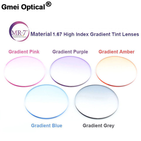 Radiation Protection 1.67 Ultra-Thin MR-7 Super-Tough Gradient Tint HMC EMI Asphere Anti UV Myopia Hyperopia Prescription Lenses ► Photo 1/3