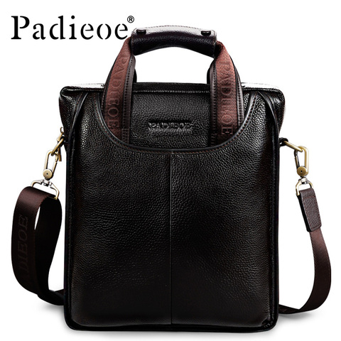 Padieoe Vintage Men Briefcase Genuine Leather Men Messenger Bags Fashion Male Tote Bags Leather Business Men Bag Shoulder Bags ► Photo 1/6