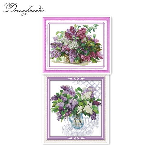 Beautiful flower Lilac,11CT Pattern canvas DMC color 18CT 14CT Cross Stitch kits,needlework embroidery DIY Crafts Home Decor ► Photo 1/3