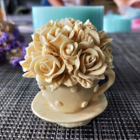 HC0120 Flower rose cup silicone mold soap mould Flower handmade soap making molds candle mold ► Photo 1/6
