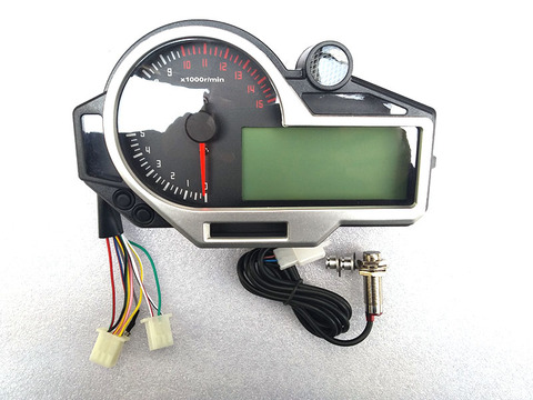 TKOSM Motorcycle Colorful LED LCD N 1-6 Files Digital Speedometer Odometer Tachometer Water Temperature and Oil Instrumentation ► Photo 1/1