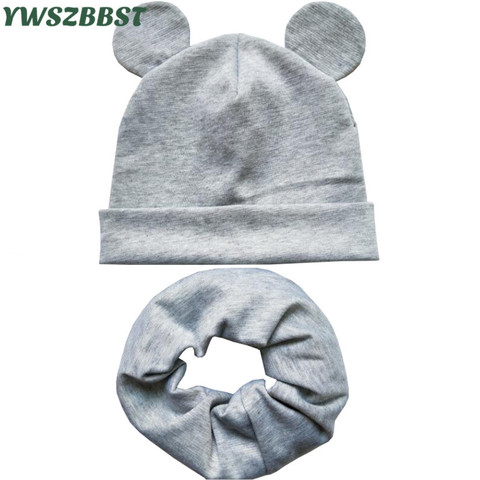 2022 New Spring Baby Hat with Cute Ears Cotton Infant Hat Scarf Girls Boys Cap Ring Scarf Collar Autumn Winter Baby Cap ► Photo 1/6