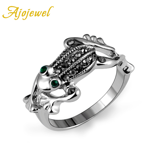 Ajojewel Brand Green Crystal Black Rhinestones Jumping Frog Rings Jewelry Fashion Animal Ring Size 7,8,9 ► Photo 1/5
