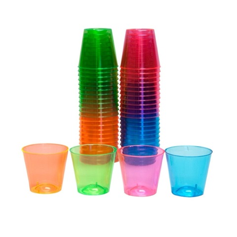Promotion - Party Wedding Supplies, Disposable Plastic 30ml/1oz Assorted Colored (Pink/Green/Blue/Orange) Shot Cup, 30/Pack ► Photo 1/3