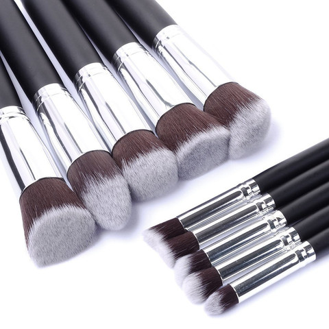 New Arrive 10 pcs Synthetic Kabuki Makeup Brush Set Cosmetics Foundation blending blush makeup tool ► Photo 1/6