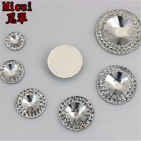 Micui 8/10/12/14/16/20mm Clear Color Round Flatback Resin Stone beads flatback Resin Rhinestone For DIY Wedding Decoration ZZ181 ► Photo 1/1