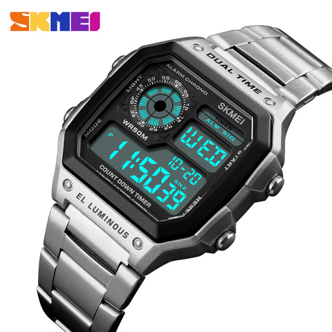 SKMEI 1335 Digital Watches For Mens 2 Time Chrono Men Wristwatches Fashion Sport Male Watch Clock Retro reloj hombre ► Photo 1/6