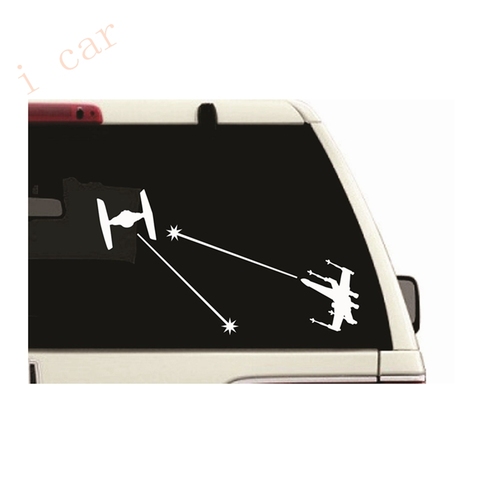 Star Wars Car Lattop Stickers - X-Wing vs Tie Fighter Fight Decal Sticker - Choose Color & Size ► Photo 1/5