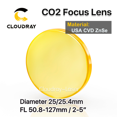Cloudray USA CVD ZnSe Focus Lens Dia. 25/25.4mm FL50.8/63.5/101.6mm 2-5