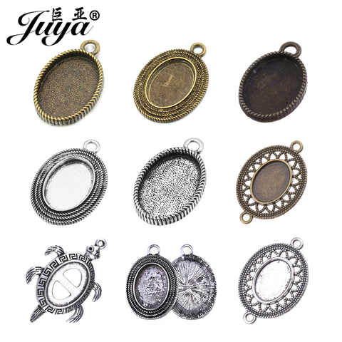10pcs/lot 13x18mm Inner Size Oval Cabochon Base Setting Blank Tray Fit 13x18mm Glass For Pendant Necklace DIY Jewelry Findings ► Photo 1/6