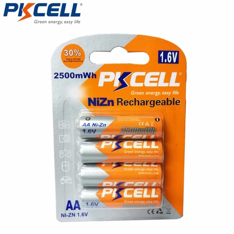 4Pcs x PKCELL Bateria AA Batteries 1.6V Nickel-Zinc 2500mWh Ni-Zn 2A aa Rechargeable Battery Bateries Baterias ► Photo 1/5