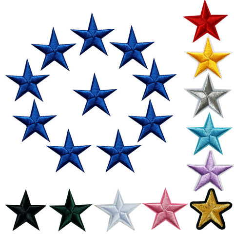 10PCS Stars Embroidered Patches Sew Iron On Badges Gold Silver Red Black Blue Pink For Clothes DIY Appliques Craft Decoration ► Photo 1/6
