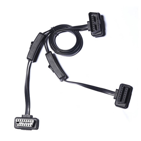 OBD Extension Cord with Switch Ultra-thin Noodle Elbow Type Automotive OBD2 Connector 2 Female to Male Extend Cable Flat Wire ► Photo 1/6