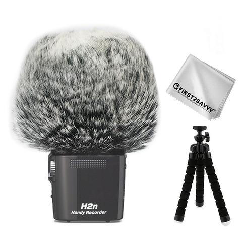 Outdoor Portable Digital Recorders Furry Microphone Mic Windscreen Wind Muff for ZOOM H4NSP H4NPro H2N + mini tripod ► Photo 1/6