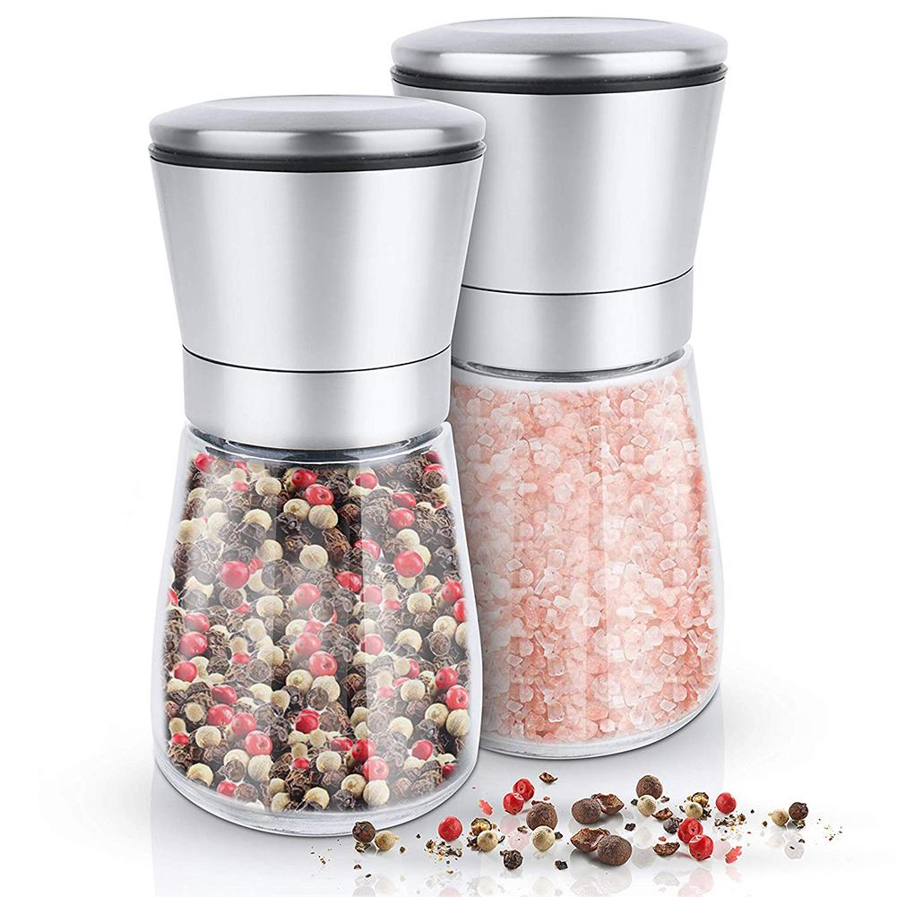 Premium Stainless Steel Salt And Pepper Grinder Set Set Of 2 By Leeseph,1Pcs Mill Shakers With Adjustable Manual Ceramic Rotor 
