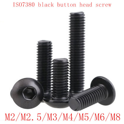 50PCS ISO7380 black button head screw M2 M2.5 M3 M4 M5 M6  M8 Hexagon Socket round head Screws Hex Socket Screw ► Photo 1/1