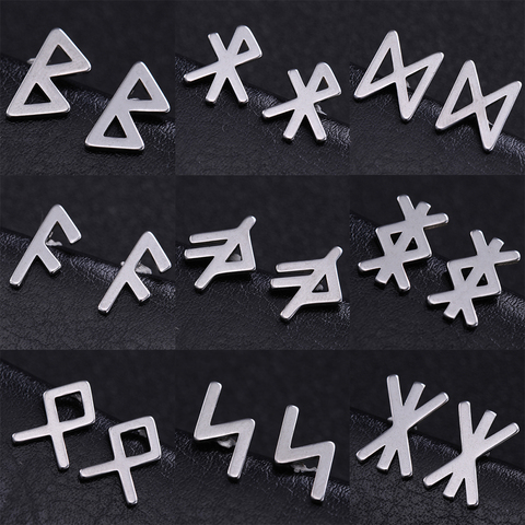 Dawapara Runes Letter Simple Fashion Earrings Stainless Steel Jewelry  Metal  Unisex  Trendy Stud Earrings ► Photo 1/6