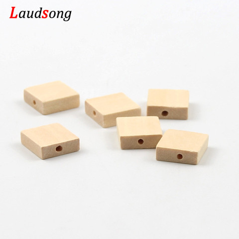 15x15mm 30pcs Natural Wood Color Unfinished Square Flat  Loose Wooden Beads For Making DIY Necklace Bracelet Jewelry Accessories ► Photo 1/5