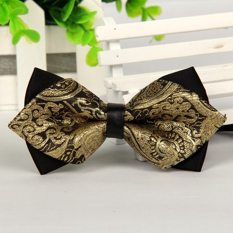 mens bow tie red pointed black and gold fashion butterfly party wedding bow ties for men's girls boys bowtie kids be usable ► Photo 1/4