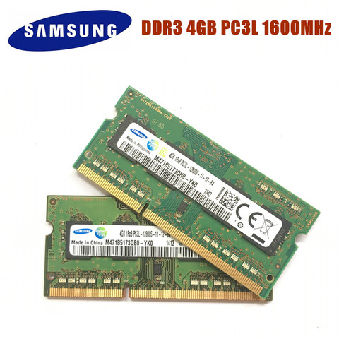 Free Shipping SAMSUNG 4G 1RX8 PC3L 12800S DDR3 1600Mhz 4gb Laptop Memory 4G pc3l 12800S 1600 MHZ Notebook Module SODIMM RAM ► Photo 1/2