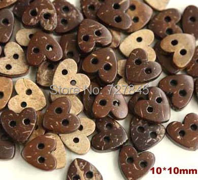 50pcs/Lot 10*10mm Kawaii heart shape design coconut button Wooden buttons for craft wood button (SS-k500-312) ► Photo 1/1