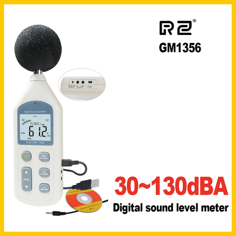 RZ New Digital Sound Level Meter Meters Noise Tester GM1356 30-130dB LCD A/C FAST/SLOW dB screen USB + Software ► Photo 1/6