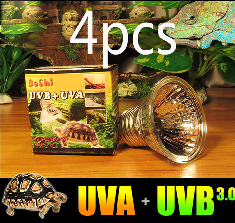 4-pack Reptile Vivarium Sunning Heat Tungsten Halogen UVB + UVA Baking Light Bulb emits a broad-spectrum light 110v 220v ► Photo 1/6